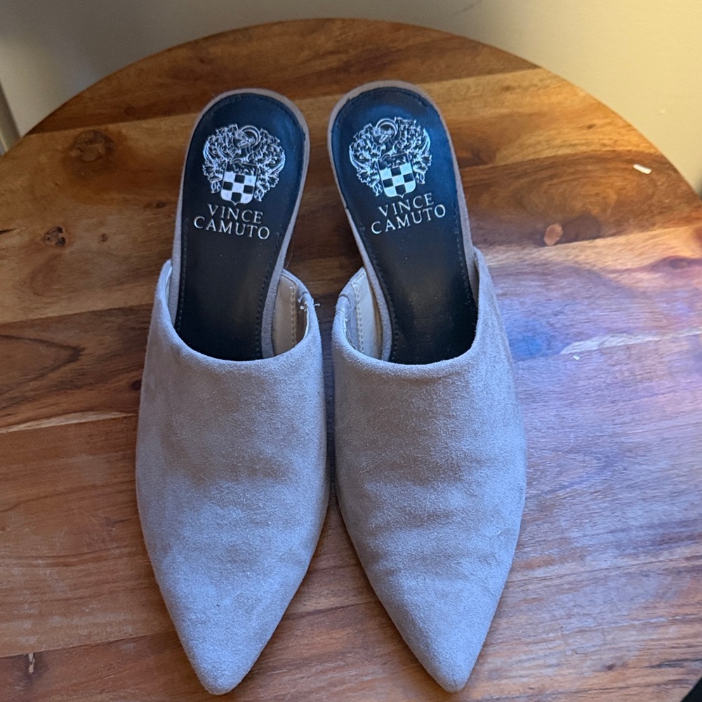 Vince Camuto Women's Taupe Suede Mules